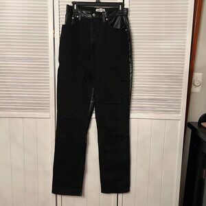 Abercrombie Mixed Fabric Curve Love High Rise Straight Jean Black Size 6 XL
